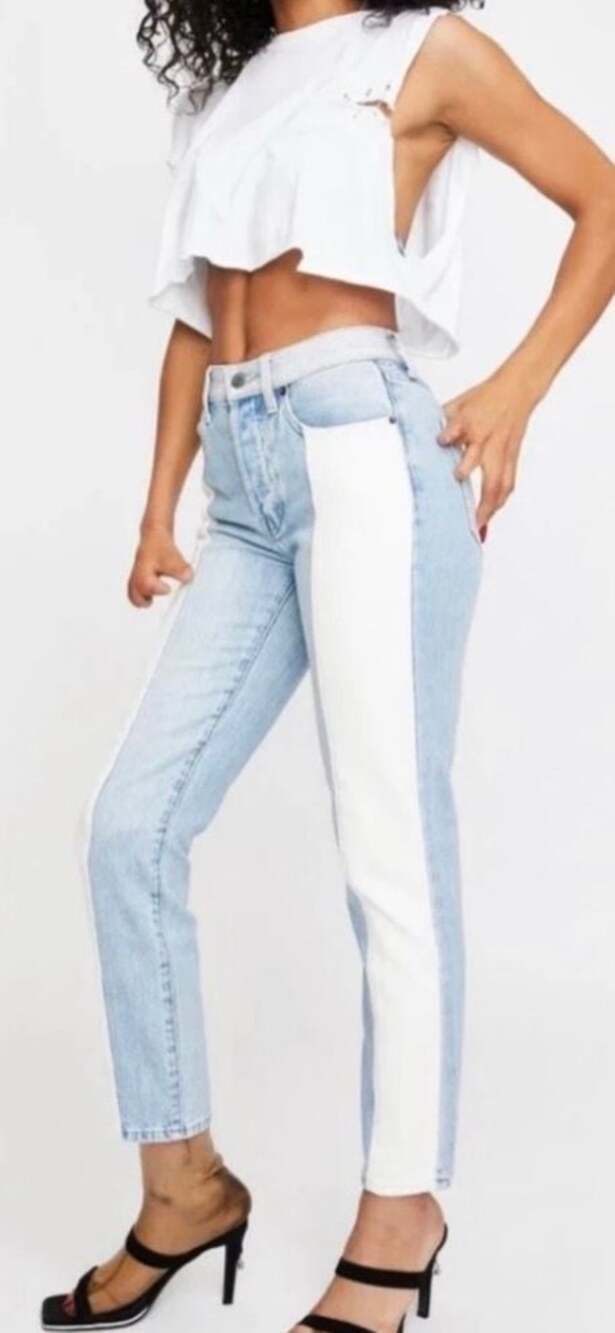 Pistola Charlie Colorblock High Rise Crop Jeans with Size 27